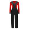 Boys Latin Dance Jumpsuit Color Block Design V Neck Long Sleeve Full Body Leotard Skating Performance Costume