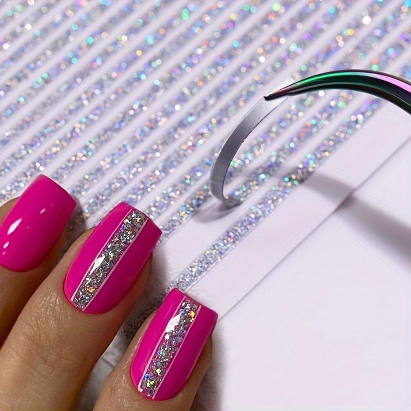 Lines Nail Stickers Holographic Stripe Letters Decals Curve Gel Nails Art Sliders Manicure Decor