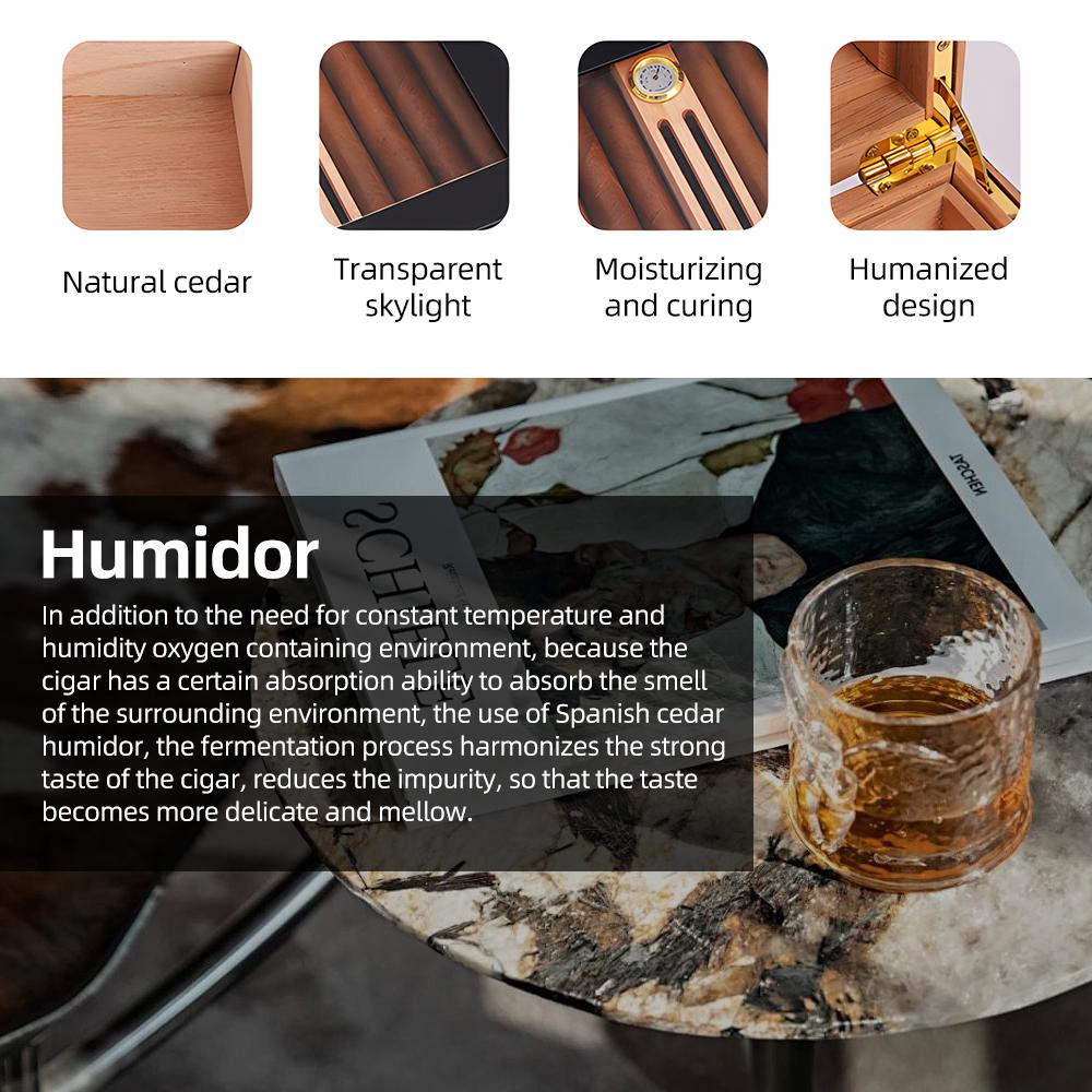 Przechowywanie Humidoru do Cygar 10-18 Pudełko na Cygara Cedrowy Szklany Top Pulpit Humidory do Cygar Etui do przechowywania z