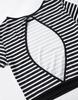 811 European-American Striped Backless Top & Slim Midi Skirt Set