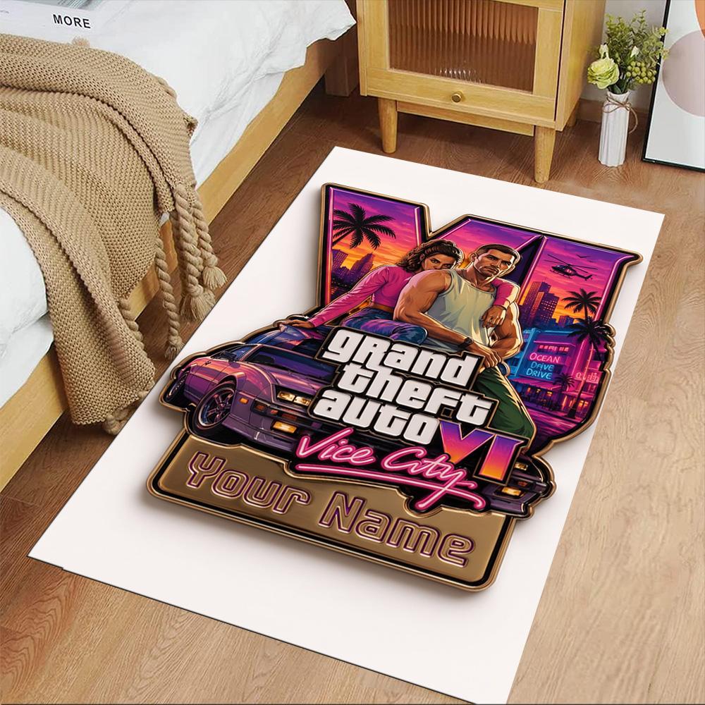 Grand Theft Auto Personalized Name Carpet Suitable for Decorate room Balcony Dining Room Game Room Anti-slip Rug Anime Office Decor