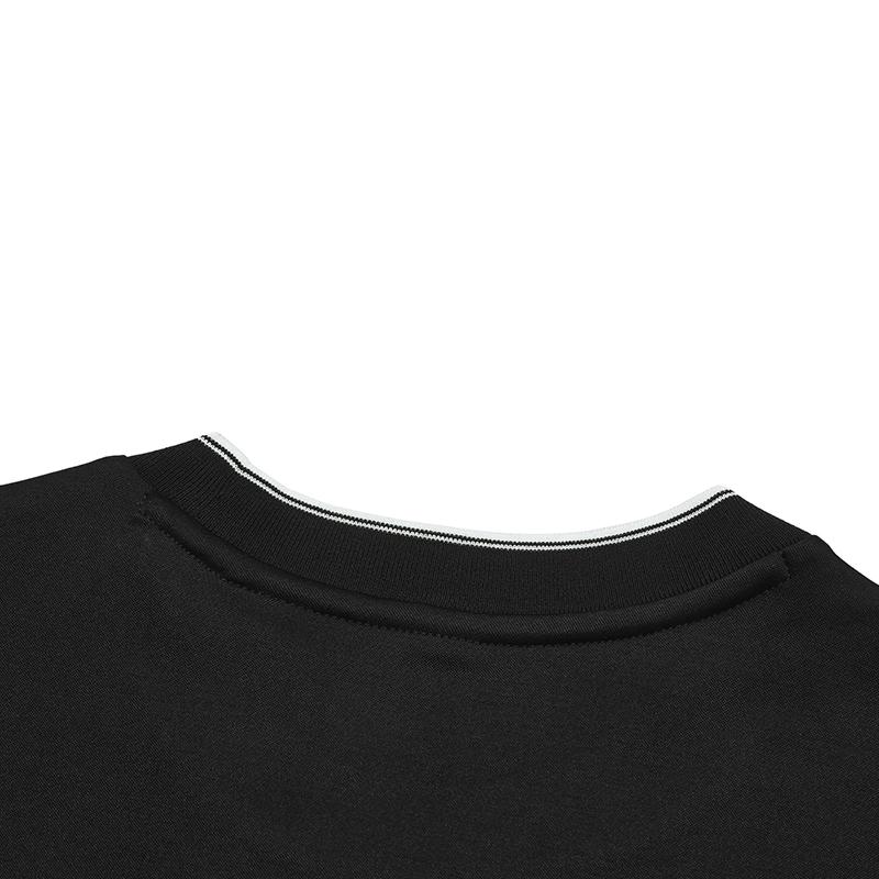 FILA Heritage Simple Casual Daily Versatile Comfortable Spliced Ribbed Neck Knit Short Sleeve Shirt Regular T-Shirt Women Tops Black F51W528101F-BK