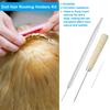 PATIKIL Doll Hair Planting Holder Doll Hair Planting Wooden Crochet Hook with Doll Wig Doll Hair Making Supplies for DIY Silver Tone Kit, 0.6mm
