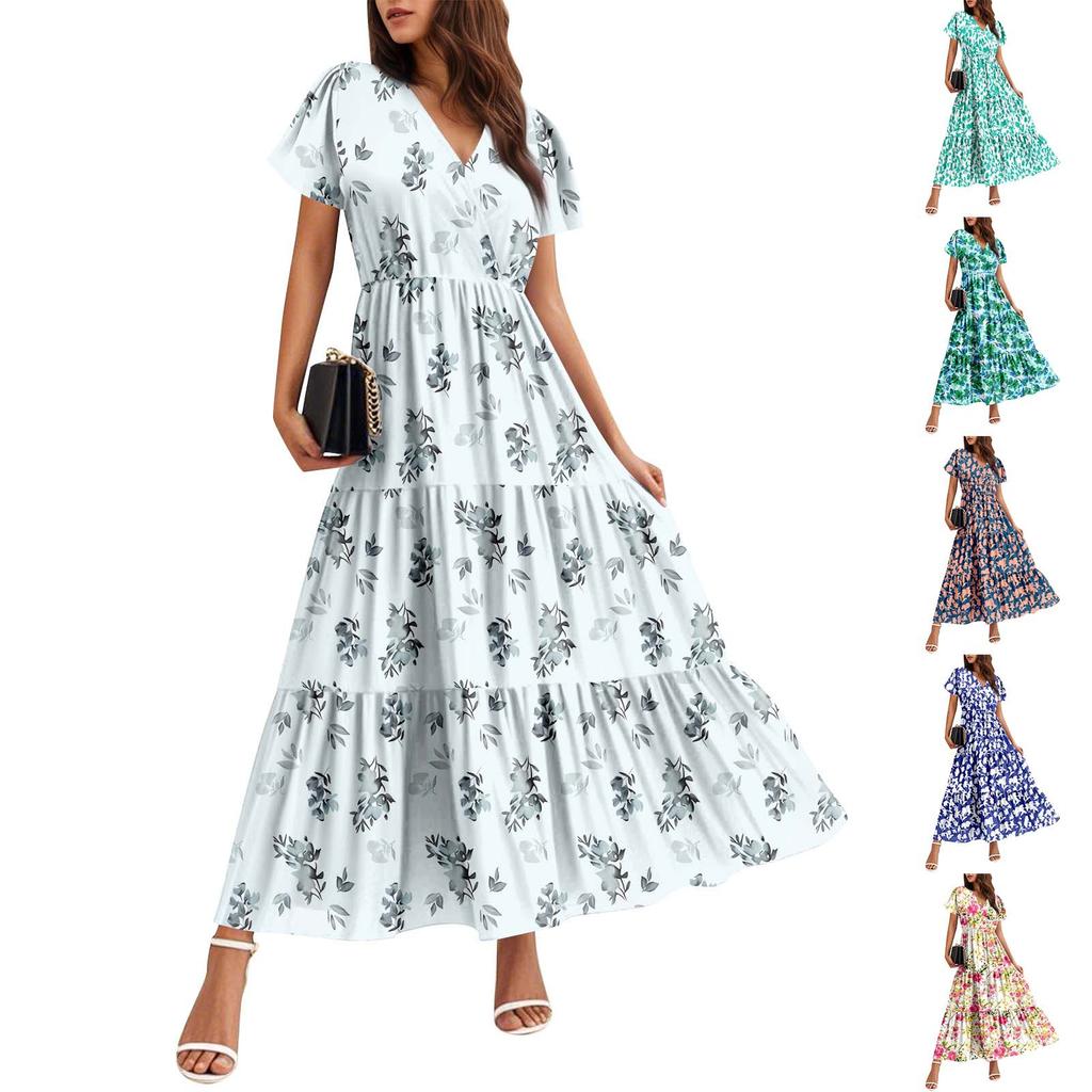 Women's Flowy Dresses Women's Summer Dresses Casual Short Sleeve Maxi Dresses Formal Maxi Dresses
