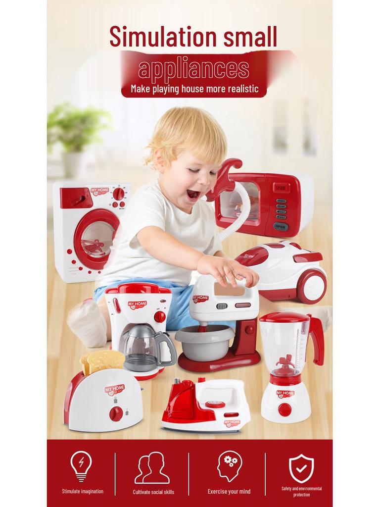 Children's Educational Play Kitchen Set with Electric Appliances and Tableware