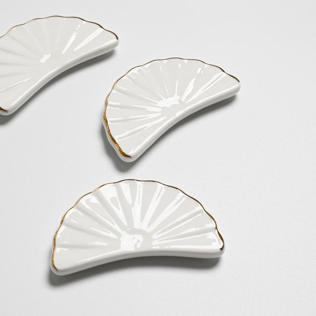 Goldrimshell Ceramic Spoon Rest