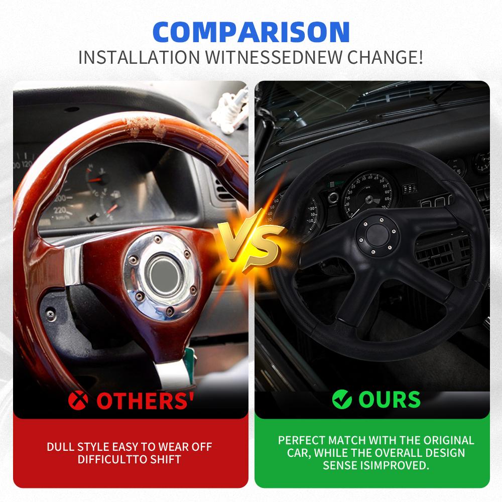 RASTP-Universal 14inch 350mm Racing Steering Wheel Skidproof PU Leather Car Sport Steering Wheels Car Accessories STW080