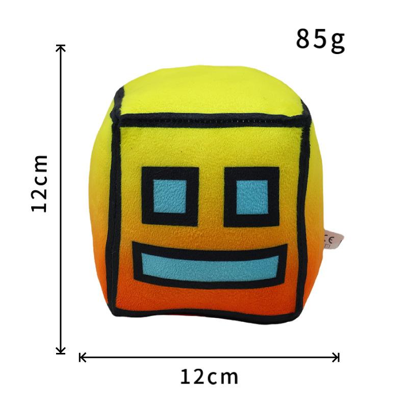 Juguetes de Peluche Cubo Geometry Dash Almohada Pequeña Muñeco de Peluche Relleno Colgante Cuadrado Juego Lindo Decoración para el Hogar Regalo de Cumpleaños para Niños