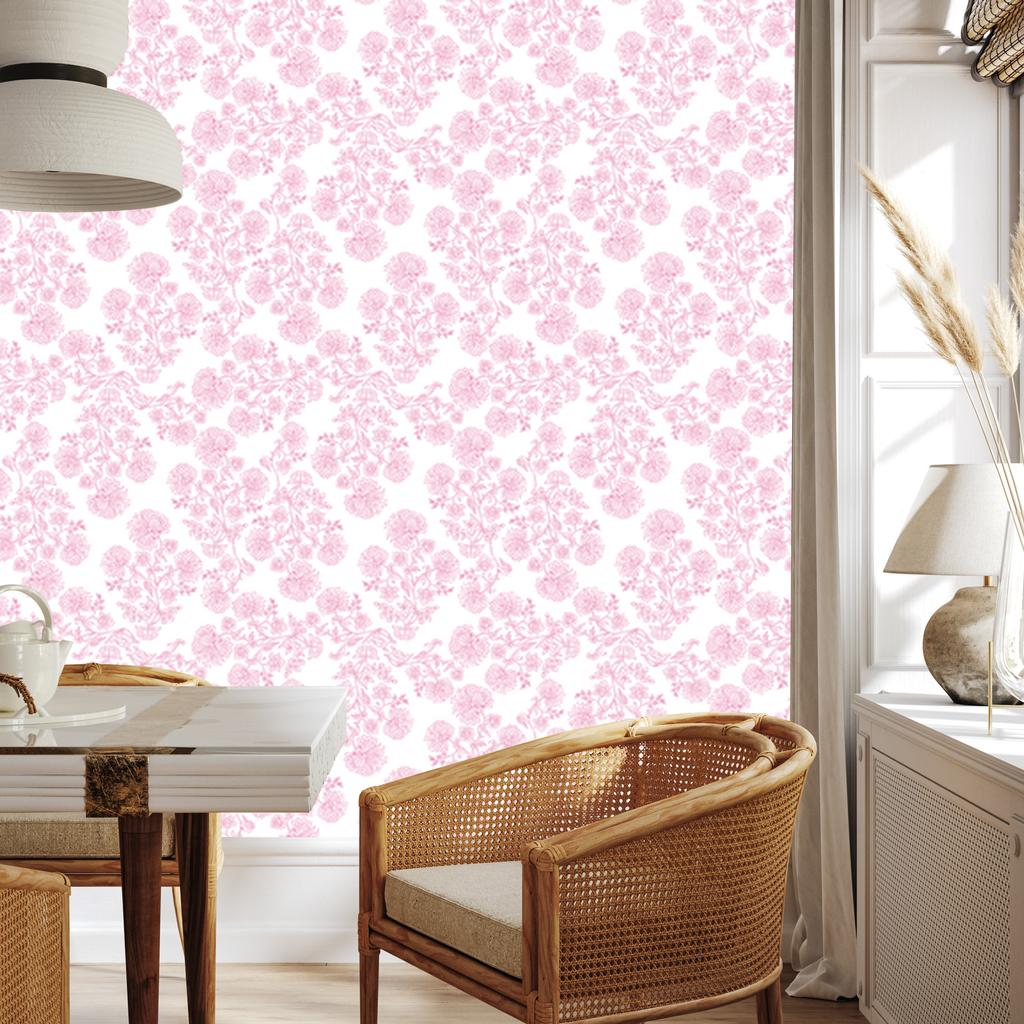 Wallpaper Flowers white, bottom white for Living Room and Bedroom 50x1000