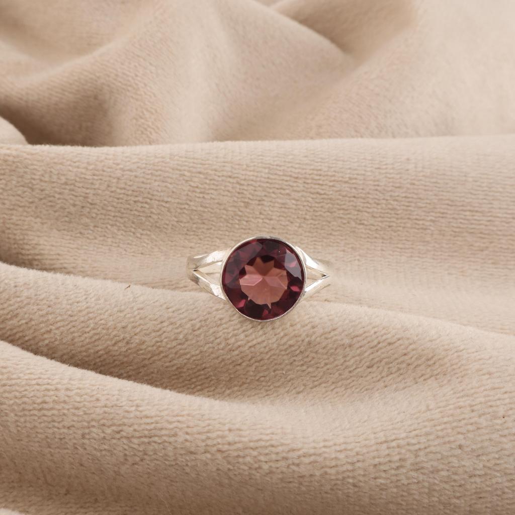Rhodolith Edelstein Silberring, 925 Sterlingsilber Handgefertigter Ring, Damenschmuck, Versprechensring, Eleganter Brautring RR-83-5