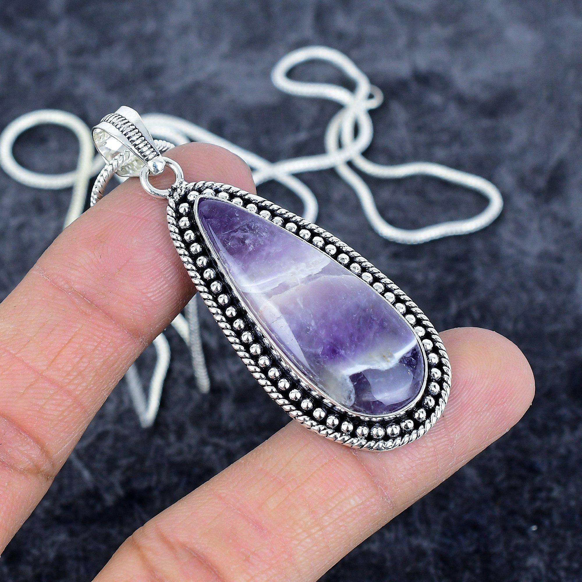 

Шевронний Аметист Самоцвіт 925 Срібло Стерлінгове Ювелірний Підвіс 2.40 M-2942