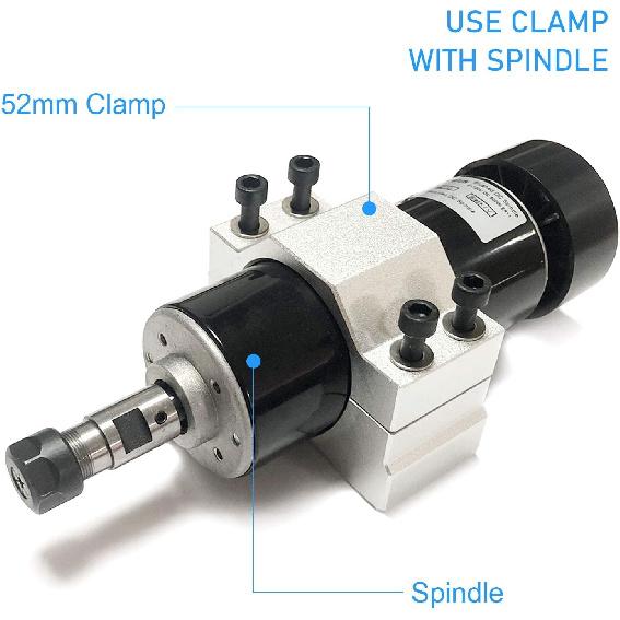 Aluminum CNC Spindle Motor Mount Bracket Clamp with Screws 52mm Diameter, Silver Spindle Mount Bracket
