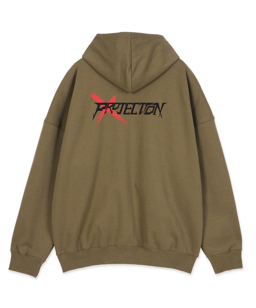 Astral Projection Projection X Oversized Wide Shoulder Zip-Up Hoodie_Green Brown