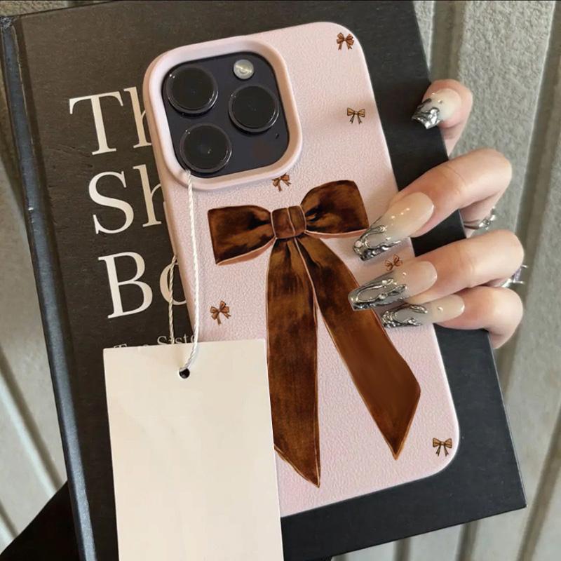 Brown Bow Print Design Phone Case For iPhone 17 Pro Max 16 Plus 15 14 13 12 11 Pro Max 16E 17Air XS X XR Soft Cover