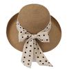 French sunshade straw hat shows temperament, advanced sense, bow basin hat, summer vacation travel sun hat children