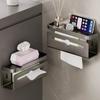 Wandmontierter Toilettenpapierhalter, bohrfreier Badezimmer-Organizer mit Handyablage