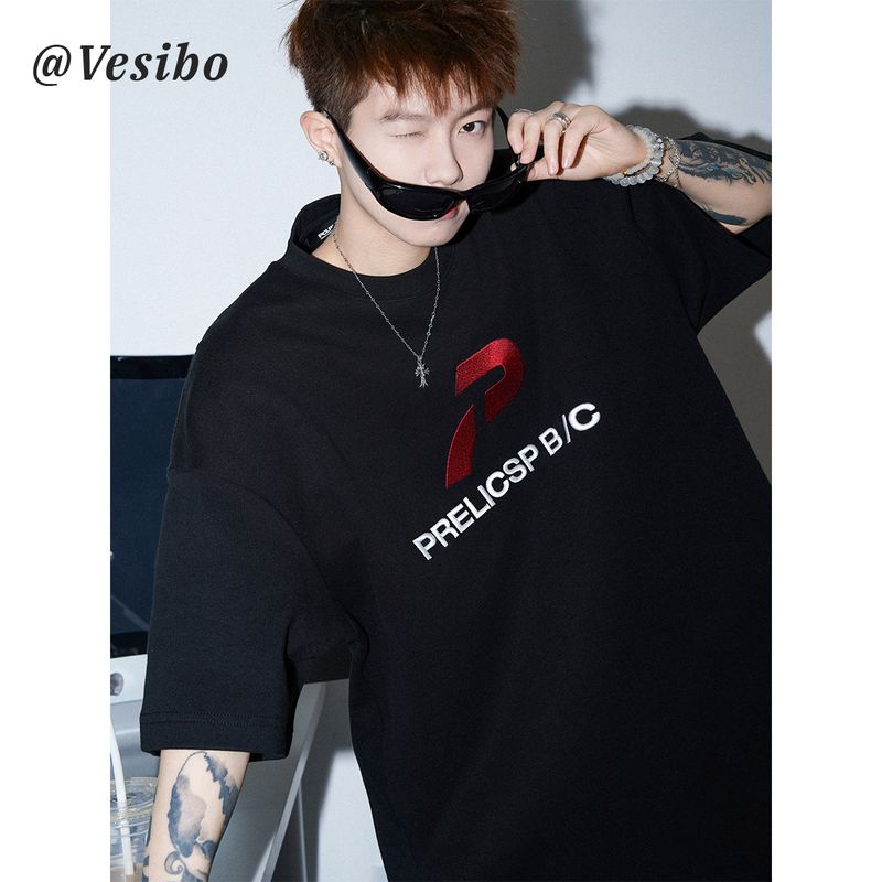 

American-Style Heavyweight Youth Short-Sleeve T-Shirt for Men, Spring Trendy Brand Design, Inner Wear T-Shirt, High Street Oversized Casual Top Black 2XL