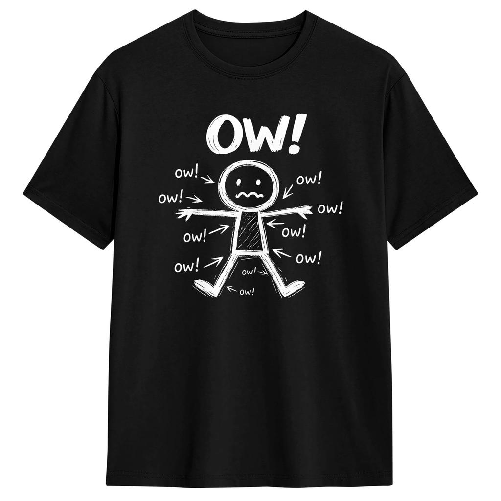 Unisex Unisex T Shirt Ow Ow Ow Funny Chronic Pain Awareness Comedy Stick Character TShirts Harajuku Summer Tees Cotton Clothing