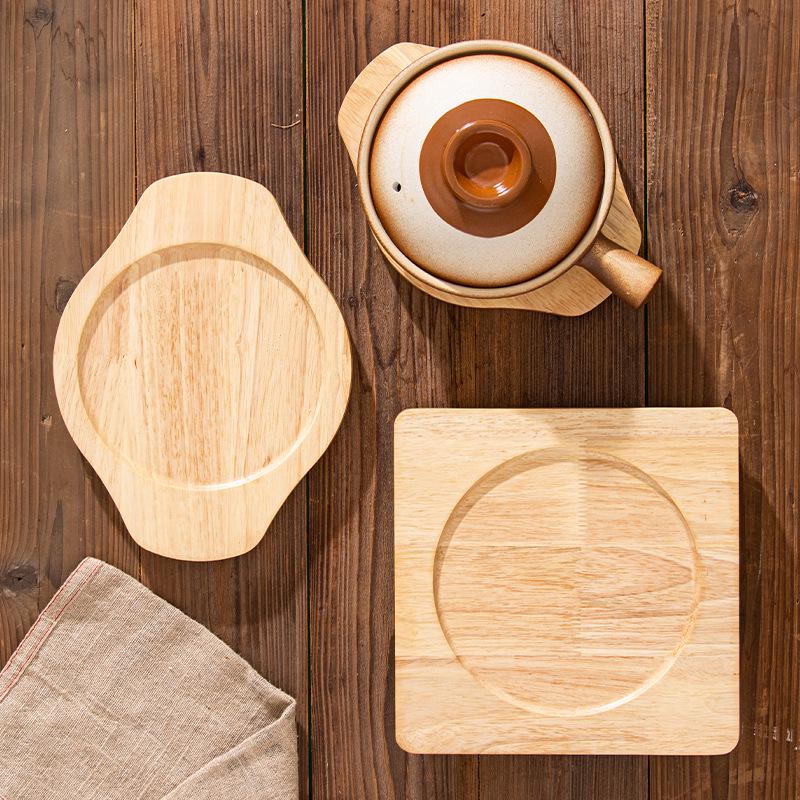 Solid Wood Heat Insulation Pad for Clay and Stone Pots, Iron Plate, Carbon Stove, or Hot Tea with Anti-Scalding Protection.