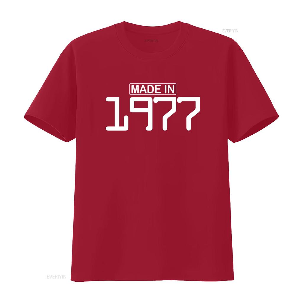 Tillverkad 1977 Födelsedagsfirande T-shirt Bomull Retro Stil vintage Tvättad Lätt designerkläder Unisex Mångsidig
