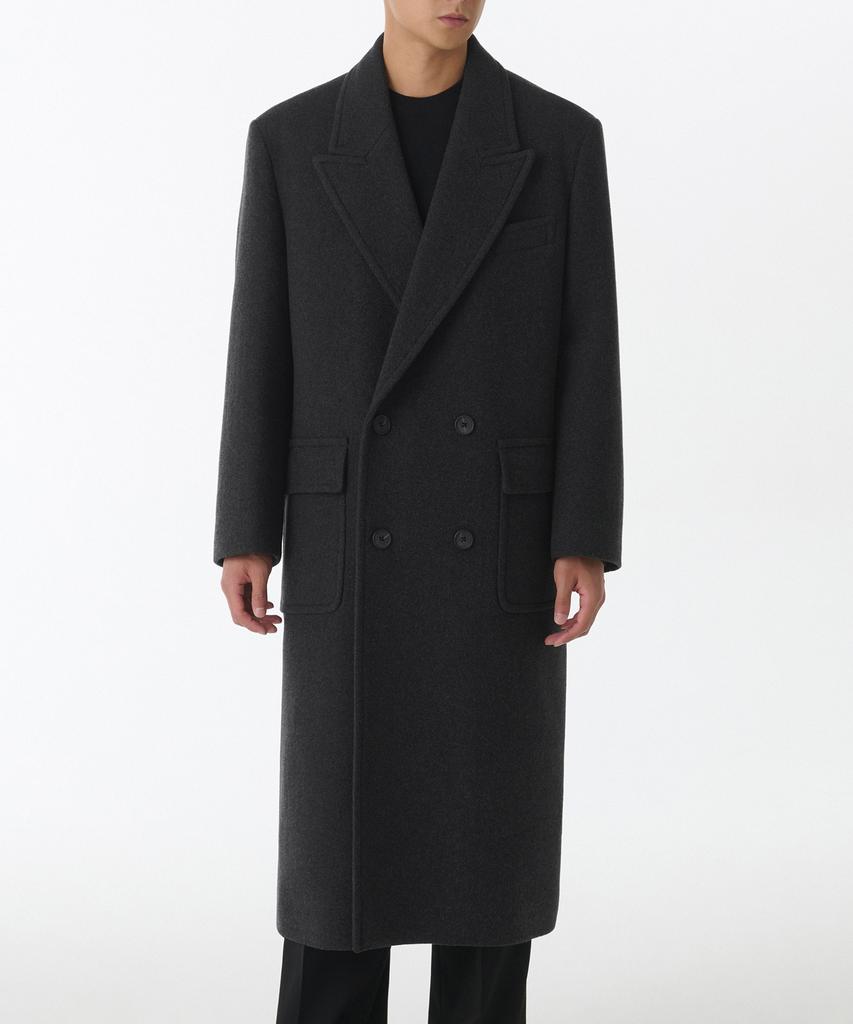 Musinsa Standard Wool Blend Daddy Shoulder Long Polo Coat [Charcoal Grey]