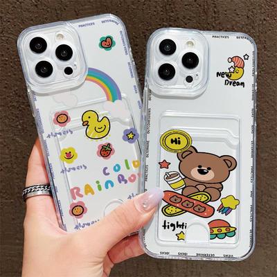 Kartensteckplatz Halter Silikon Geldbörse Tasche Hülle Für iPhone 17 Air 16 14 Pro Max Oppo Reno 10 11 12 F Samsung S23 S24 S25 Plus Abdeckung Klarer Telefon Stoßfänger