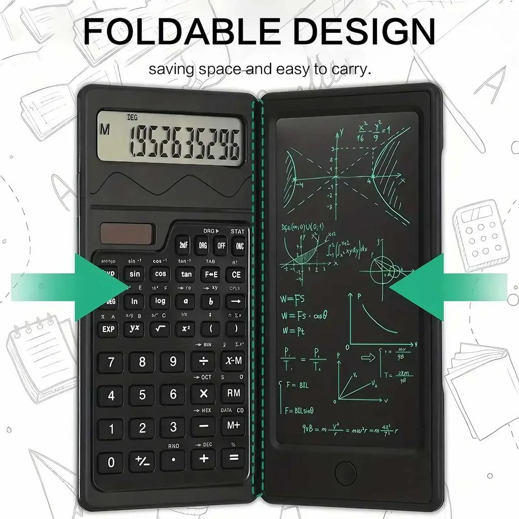 Smart Folding Portable Scientific Calculator with Solar Charging and Handwriting Pad One Touch Zero Function