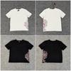 T-shirt Brodé Fleur de Cerisier Poids Lourd Hommes Femmes Streetwear Tendance Manches Courtes Haut Mode Décontractée