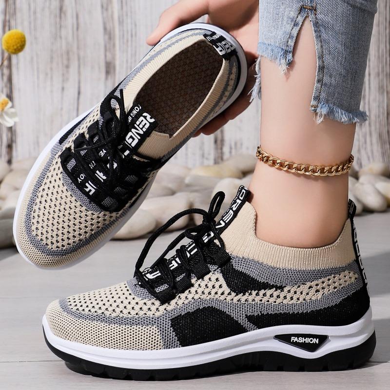 Shoes women's versatile new sports shoes mesh breathable casual single shoes nonslip soft sole comfortable laceup running shoes women
