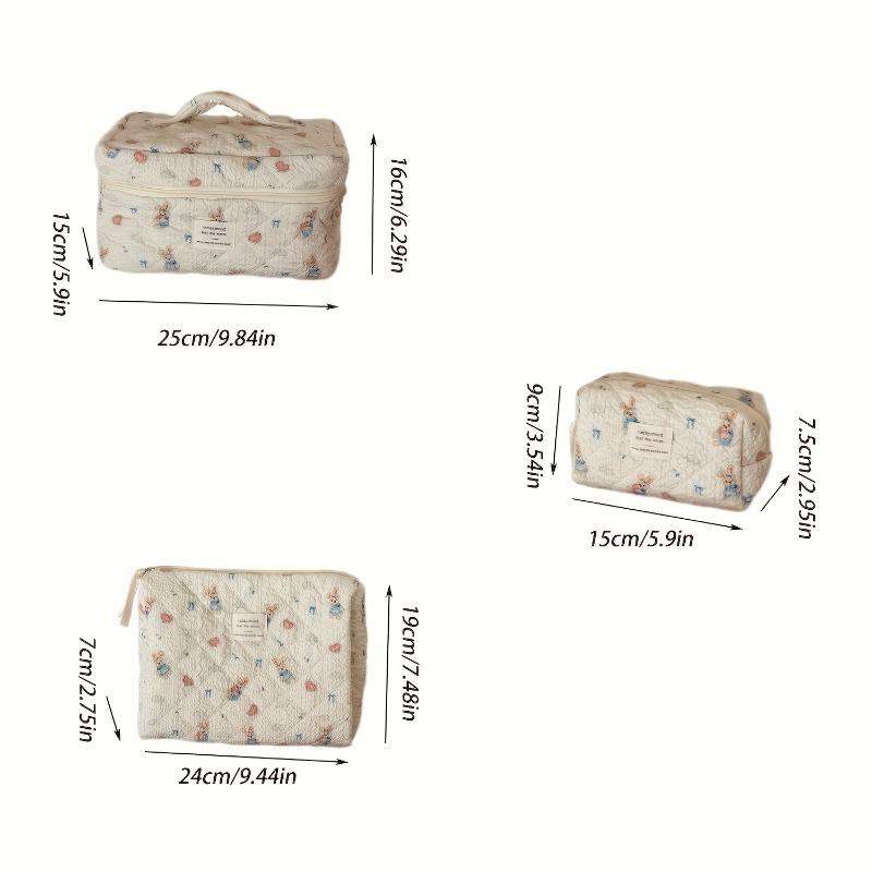 Cartoon Rabbit Makeup Bag Love Blue Skirt Bunny Cosmetic Bag Set Large Capacity Portable Travel Organizer Hand Washable Wash Bag