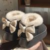 New Plush Bow Cotton Shoes, Women's Winter Thick-soled Height-increasing Cotton Boots, and Fleece Warm Snow Boots