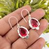 Pink Rubellite Gemstone 925 Solid Silver Handmade Jewelry Dangle Earrings 1.6" EE-163-7