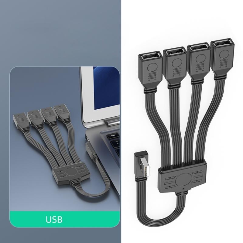 4 in 1 USB2.0 Splitter Cable USB Power Splitter Cable USB2.0 Male to 4 USB Female Splitter Cable Charging Data Transfer