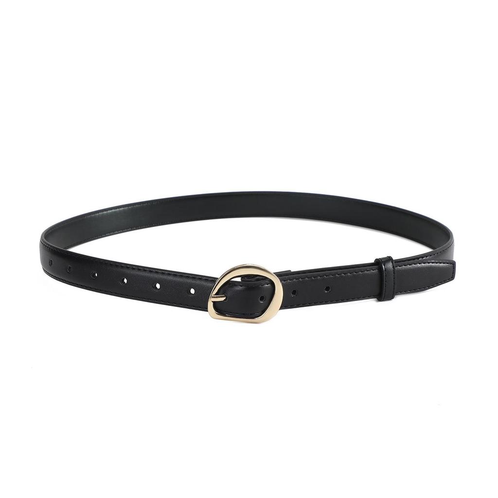 High-End Versatile Maillard Retro Leather Women's Thin Belt with Skirt, Jeans, or Waist Bag