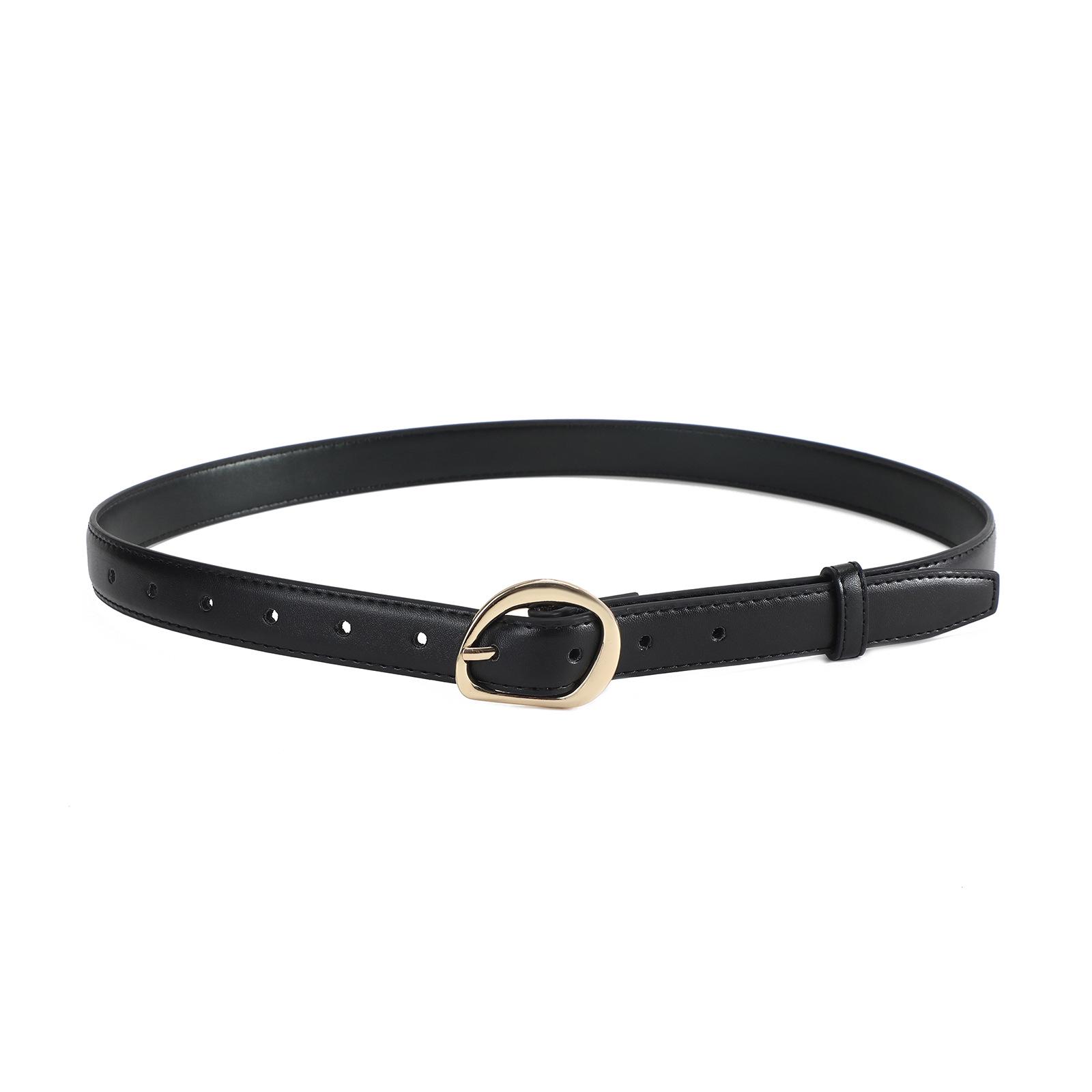 Высококачественный универсальный женский тонкий кожаный ремень в стиле ретро Maillard для юбки, джинсов или поясной сумки чёрный