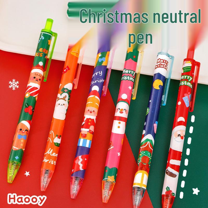 Hangsu Christmas Cartoon Gel Pen - Cute Push-Button Stationery for Exams and Signatures