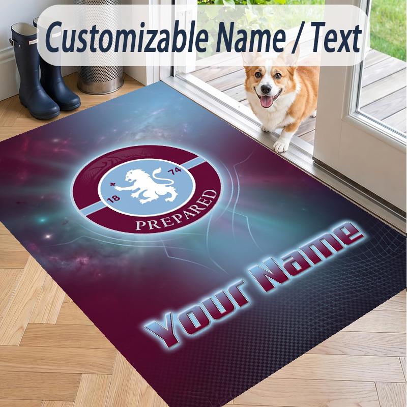 Custom Text Printed Rug Aston Villa Non Slip Floor Carpet For Home Room Decor