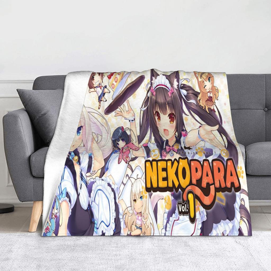 Anime Nekopara Cartoon Blanket Chocola Vanilla Maple Flannel Awesome Breathable Throw Blankets for Bedspread AutumnWinter