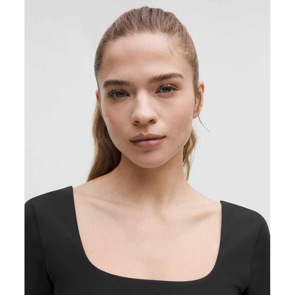 Lululemon WUnder Under SmooThcover Square Neck T shirT Black