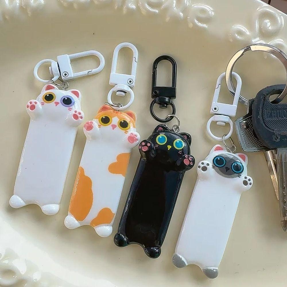 Kawaii Resin Cat Keychain Bag Accessory Purse Decoration Seeking A Hug Cat Car Keyring Children's Gift