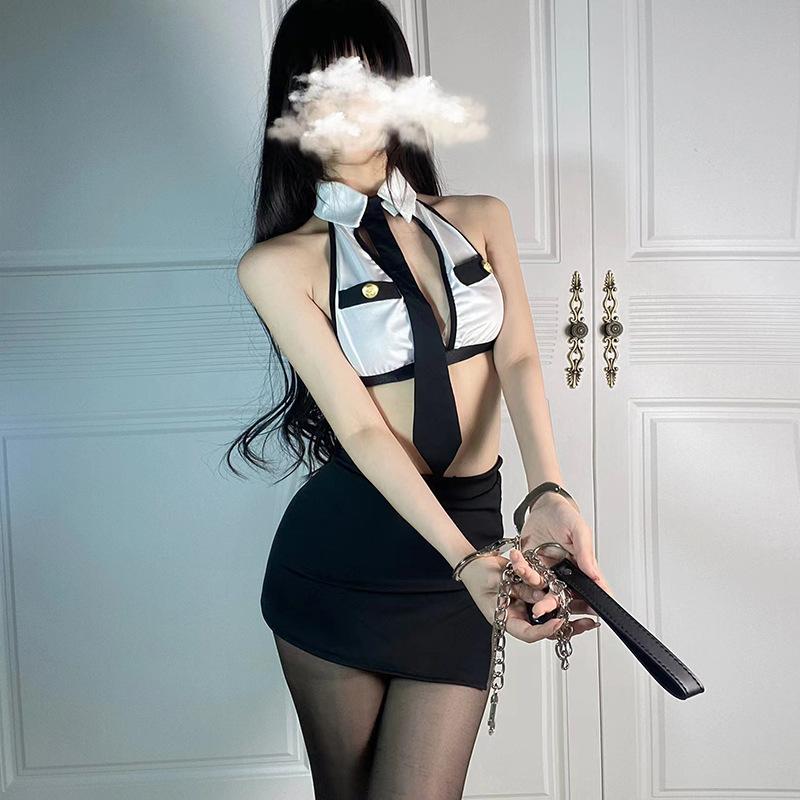 Sexy lingerie female secretary sexy three-point split hip skirt seduction professional uniform suit