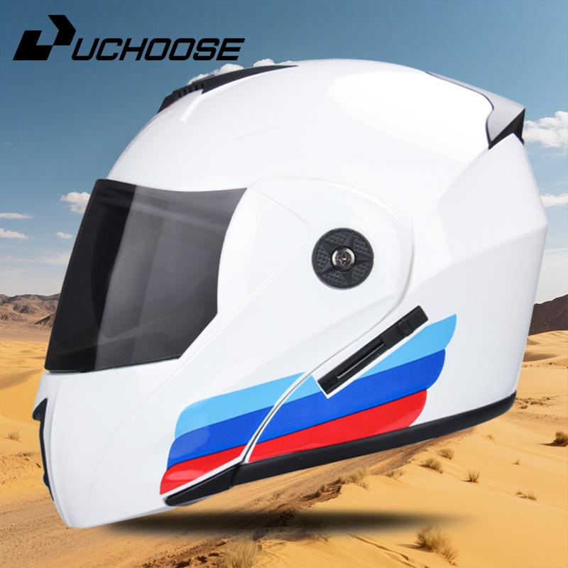 UCHOOSE New Motorcycle Helmet Full Face Racing with Double Sun Visor Women Man Flip Up Double Lens DOT