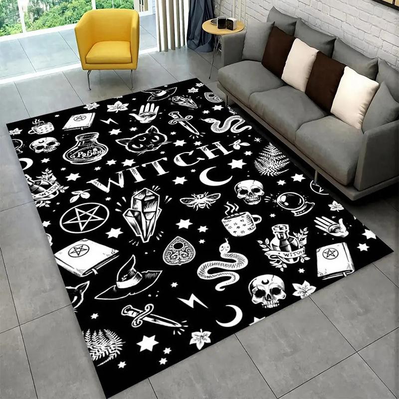 Horror Skull Dark Gothic Witchcraft Style Area Rug Subculture Decorative Carpet Doormat Living Room Bedroom Sofa Area Playroom