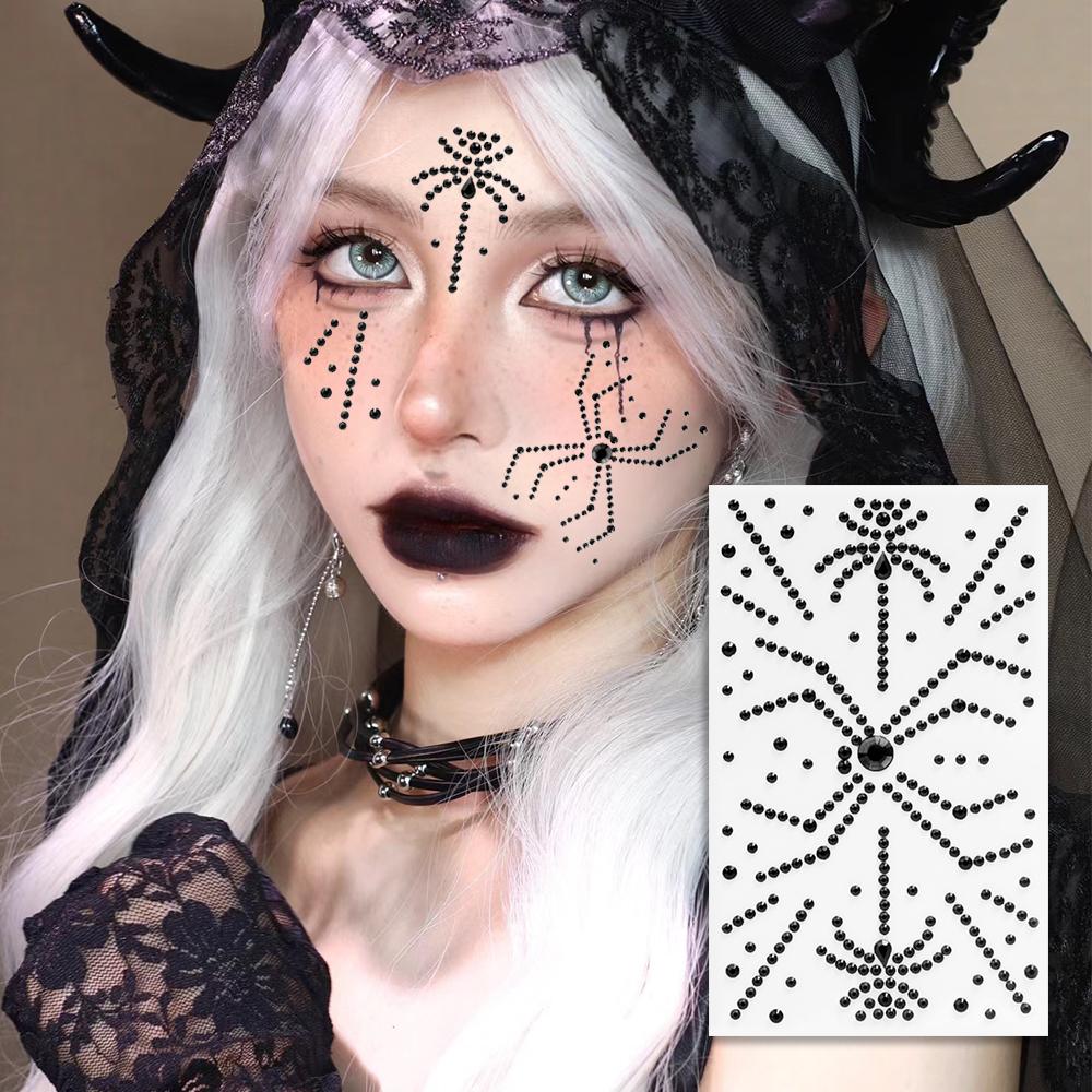 Purple Spider Acrylic Rhinestone Stickers Diamonds Jewels Self Adhesive Halloween DIY Temporary Tattoos Facial Decorate Supplies