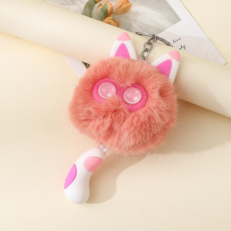 Cute Plush Toy Cat Doll Keychain Fluffy Soft Anime Stuffed Key Ring Backpack Bag Pendant Lovely Gift