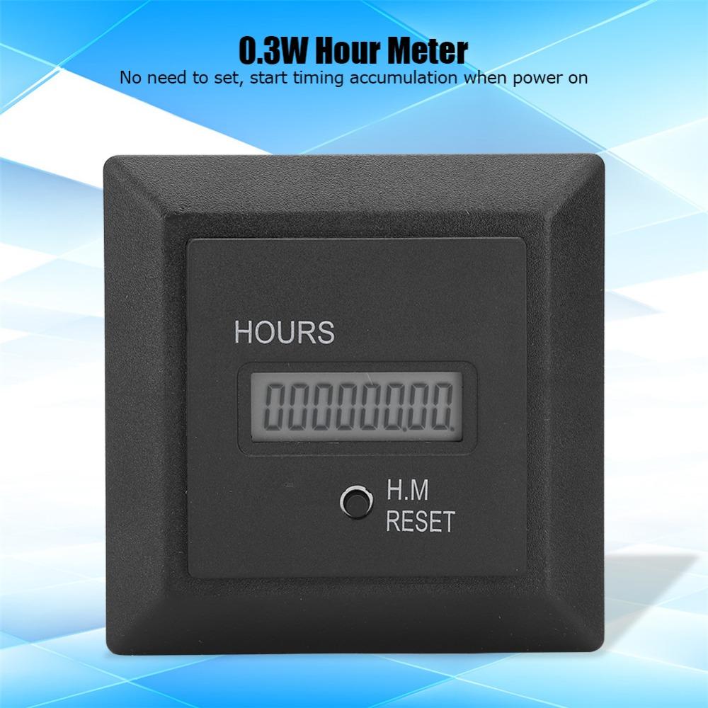 AC 100-240V Digital Display Hour Meter 0 To 999999 Hours 59 Minutes 50/60HZ Hour Timer 72 X 72mm ABS Material