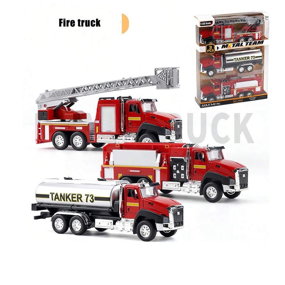 

1/50 Пожарная машина, модель автомобиля из сплава, игрушечный подарок Package:26.5*21cm,3Pcs