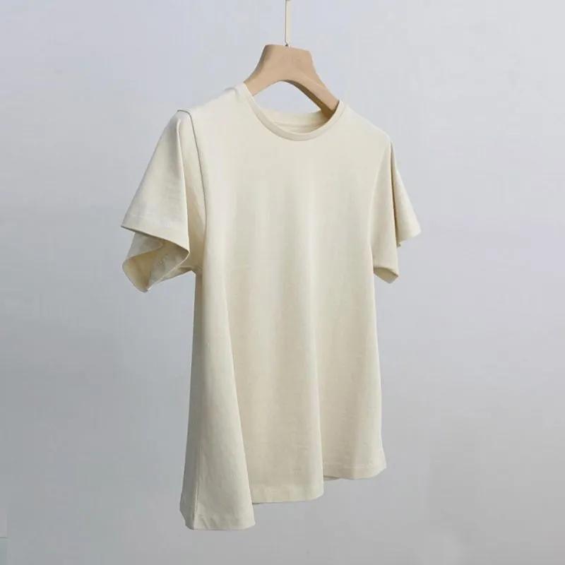 Women's Summer Loose-Fit Solid Color Simple Plus Size Short-Sleeve T-Shirt with A-Line Hem and Flare-Out Silhouette for A Flattering Look