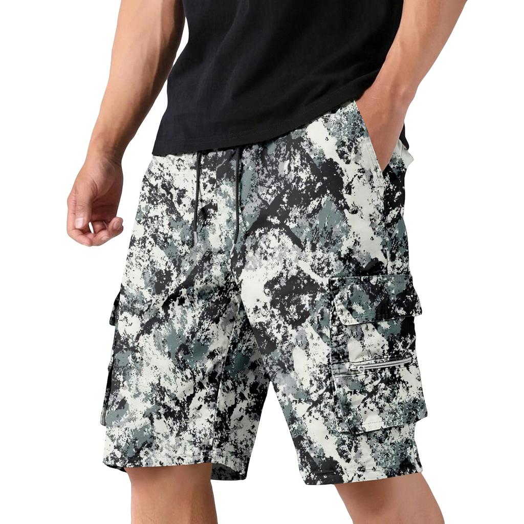 Men's Cargo Shorts with Drawstring Waist Adjustable Fit Multiple Pockets Lightweight Durable Fabric Outdoor Casual Wear