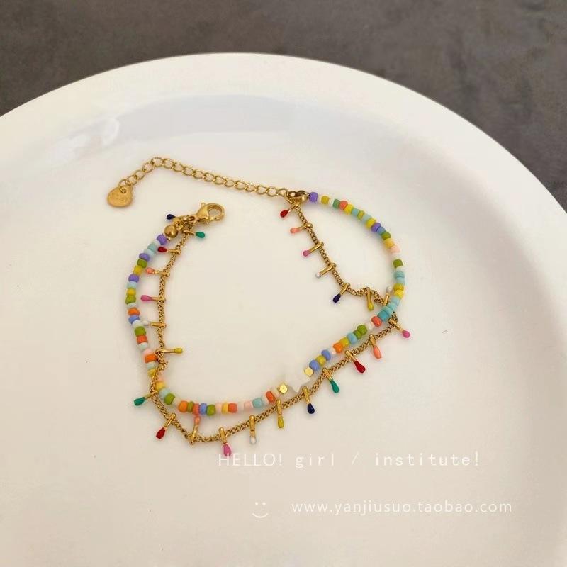 Dopamine-colored spring and summer woven bracelet female BFF hand string niche design all kinds of high-grade personalized jewelry